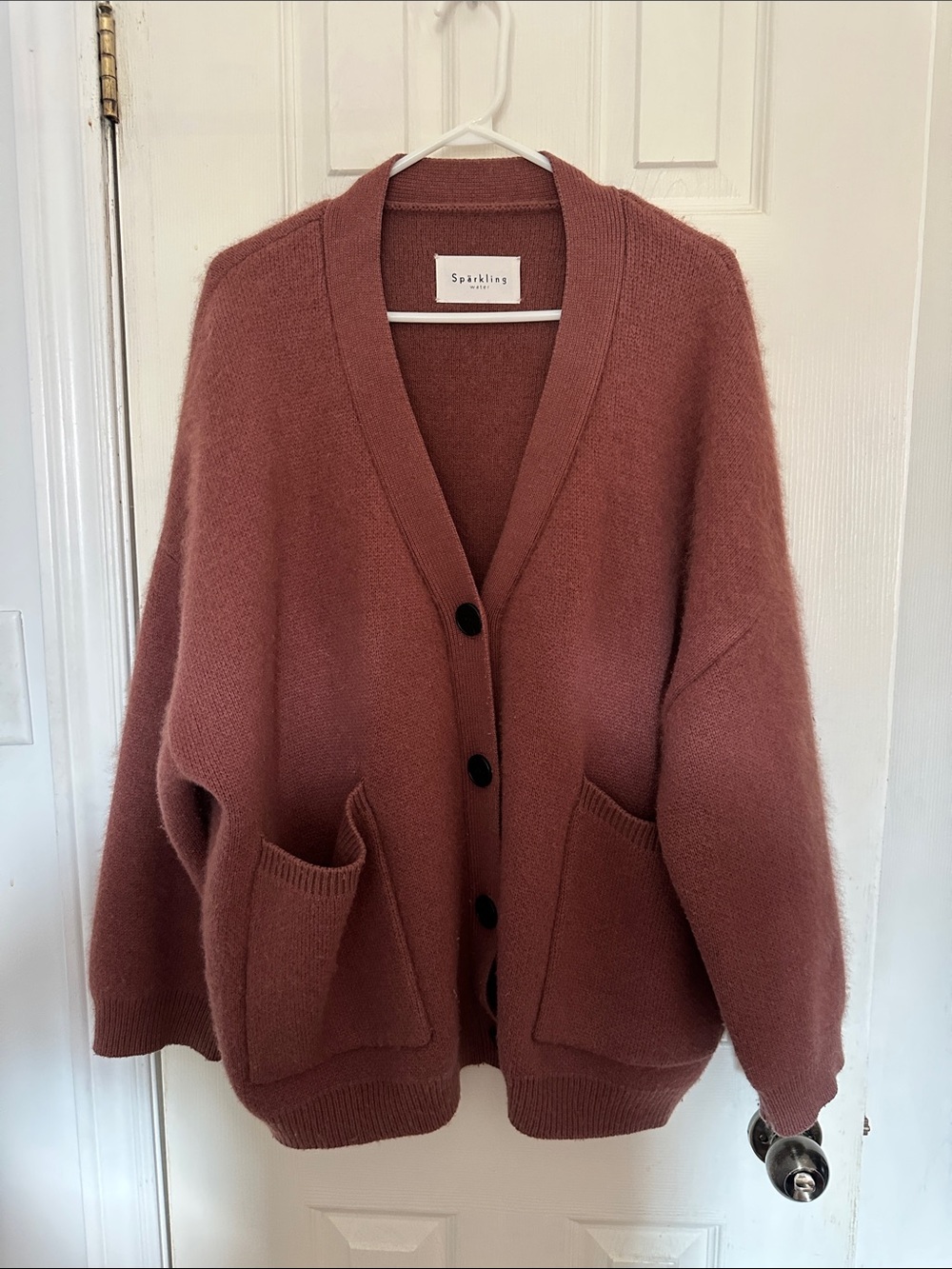 Mauve Button-Front Women's Cardigan Sweater